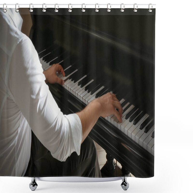 Personality  Male Hands Playing Piano Shower Curtains