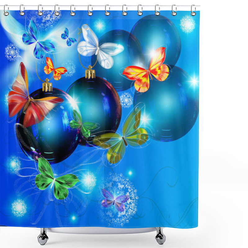 Personality  Beautiful Christmas Card Shower Curtains