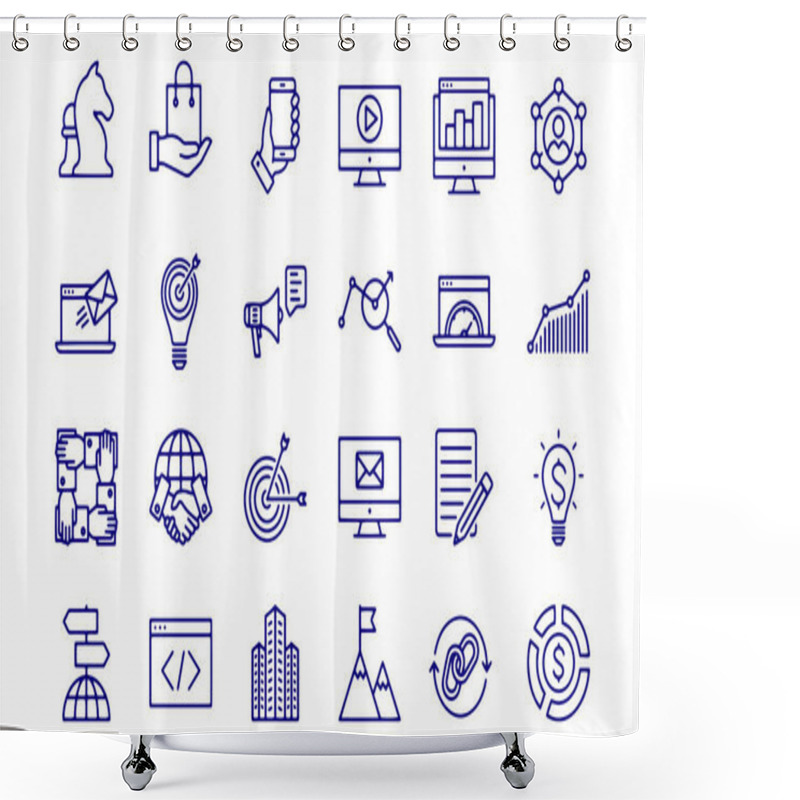 Personality  Business And Marketing Line Icons With Keywords Shower Curtains