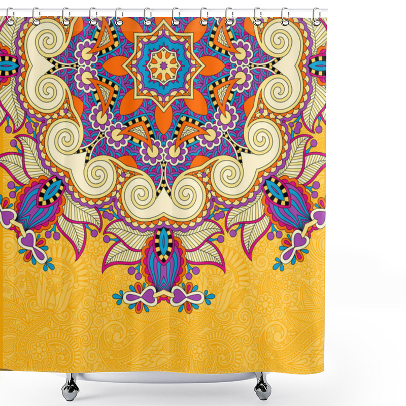 Personality  Floral Yellow Pattern In Ukrainian Oriental Ethnic Style Shower Curtains