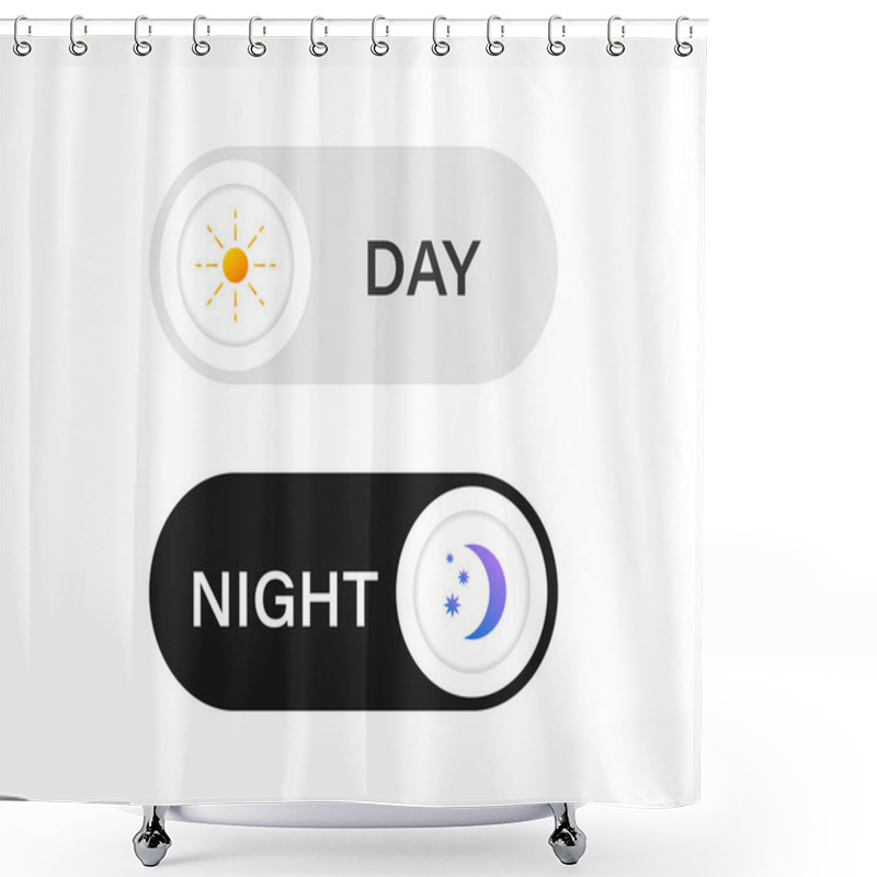 Personality  Day And Night Mode Switch. Toggle For Dark And Light Mode On A Phone Or Site. Element For Web Design And Animation Shower Curtains