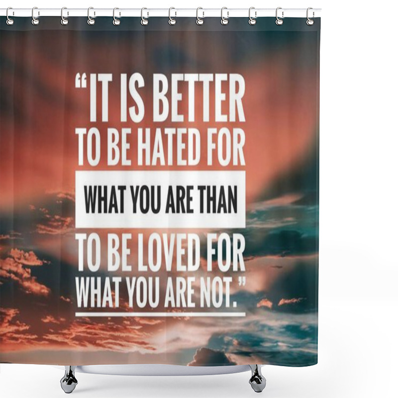 Personality  Inspirational Quote With Sky Background. Motivational Success Quote.  Shower Curtains