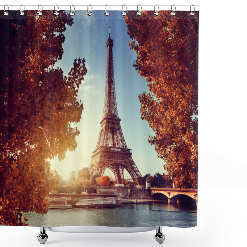 Personality  Seine In Paris With Eiffel Tower In Autumn Time Shower Curtains