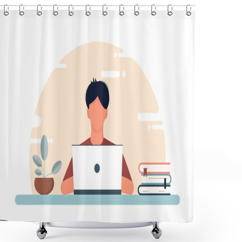 Personality  Home Work Concept On Isolated Background Shower Curtains