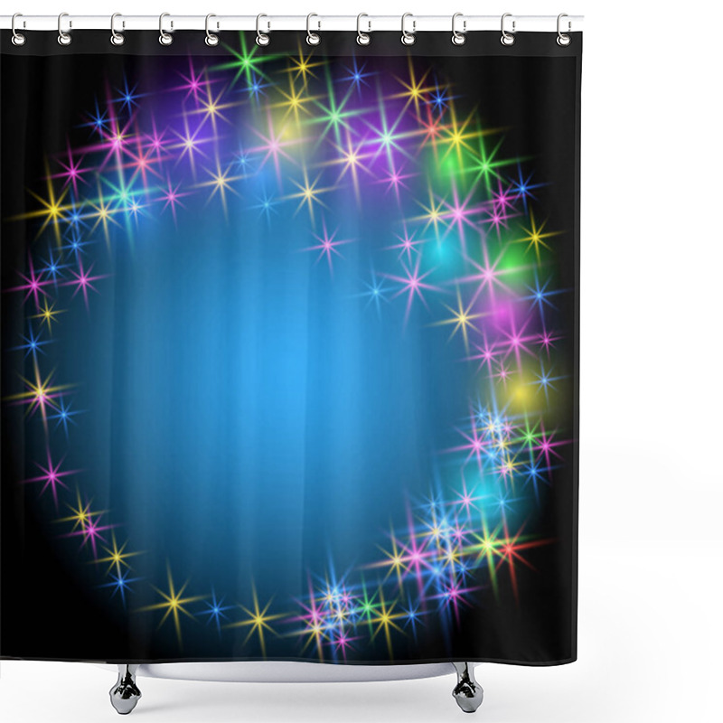 Personality  Salute And Firework With Sparkle Stars Shower Curtains