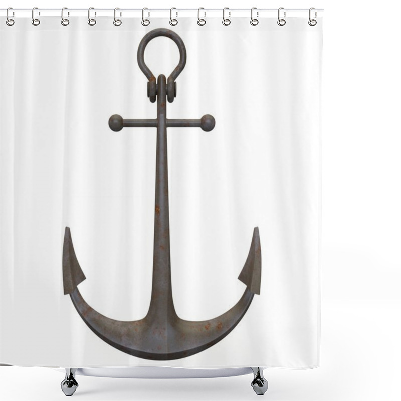 Personality  Metal Rusty Sea Anchor On A White Background Shower Curtains