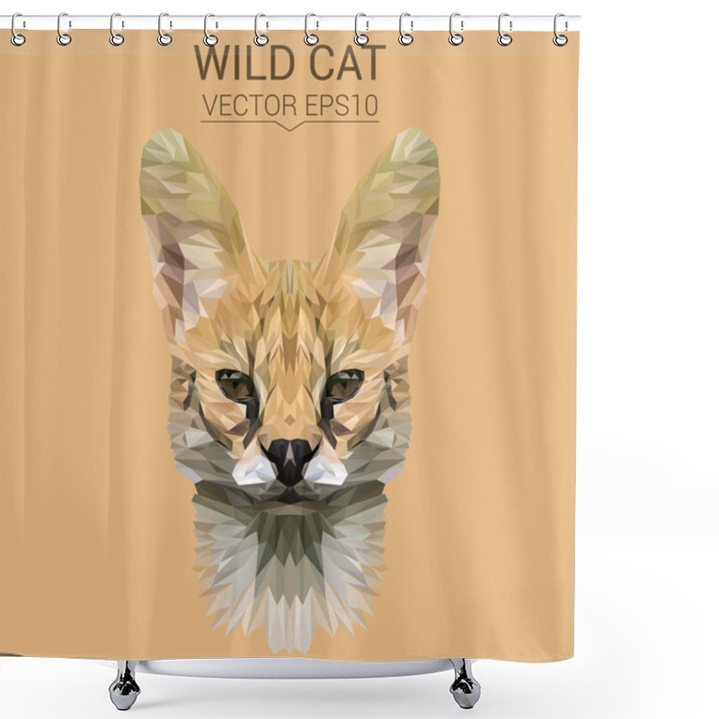 Personality  Wild Cat Low Poly Design Shower Curtains