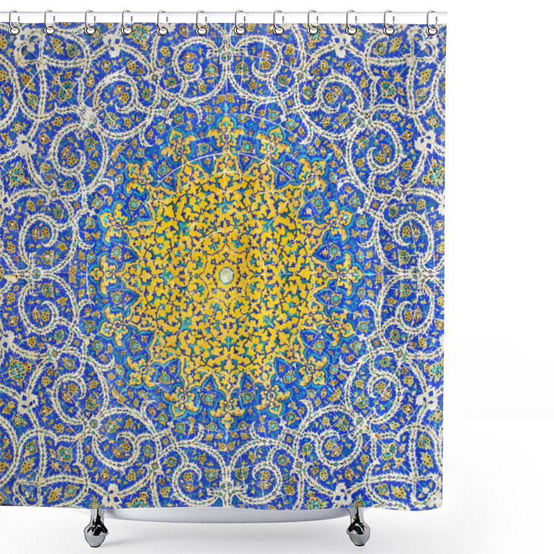 Personality  Islamic Persian Motif On Blue Tiles Of A Mosque Shower Curtains