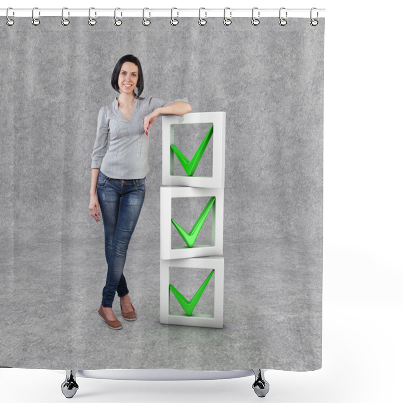 Personality  Girl With A Check List Shower Curtains