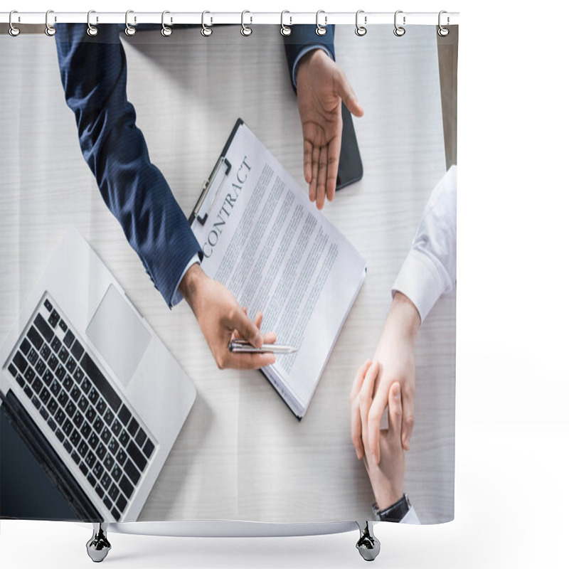 Personality  Businessmen Discussing Contract Shower Curtains