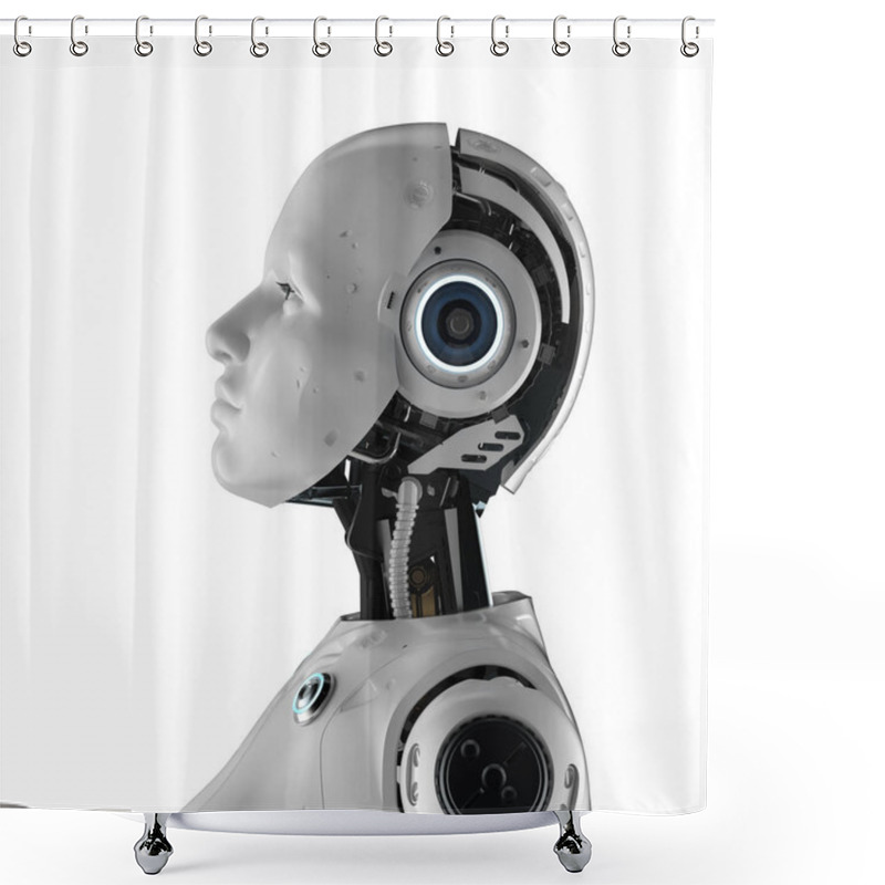 Personality  Female Cyborg Or Robot Side View Shower Curtains