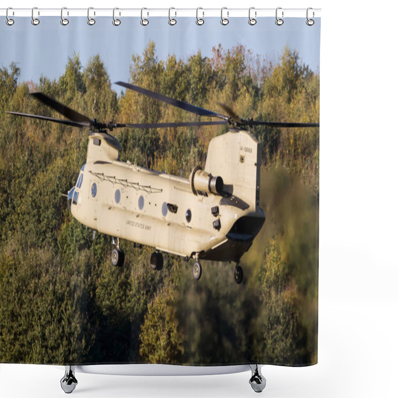 Personality  United States Army Boeing CH-47F Chinook Transport Helicopter  Shower Curtains