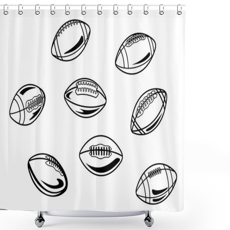 Personality  Rugby And American Football Balls Shower Curtains