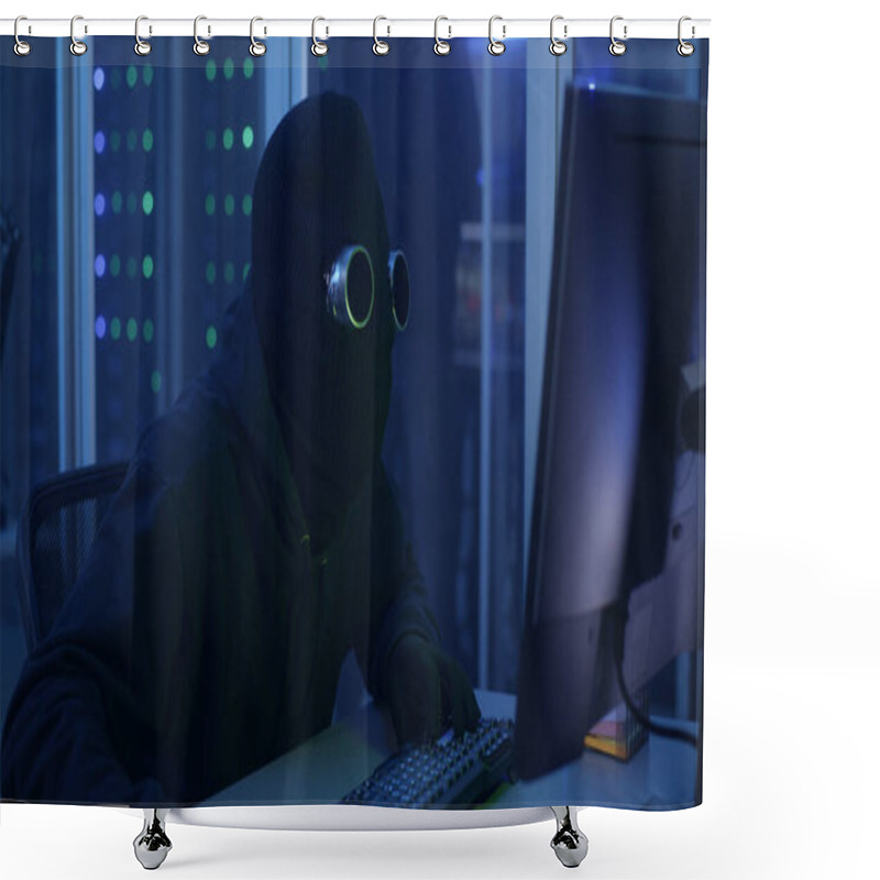 Personality  Hackers Breaking Into A Data Center Shower Curtains