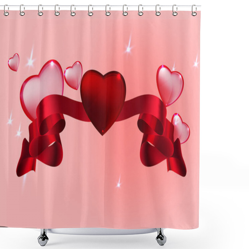 Personality  Banner Hearts Background Shower Curtains