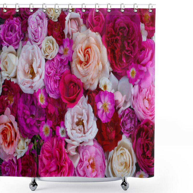 Personality  Pink,red, Violet And White Roses Background Shower Curtains