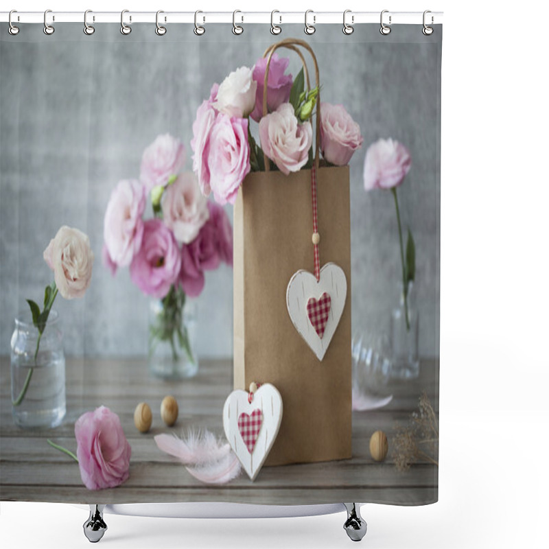 Personality  Lovel Background With Flowers And Hearts Shower Curtains