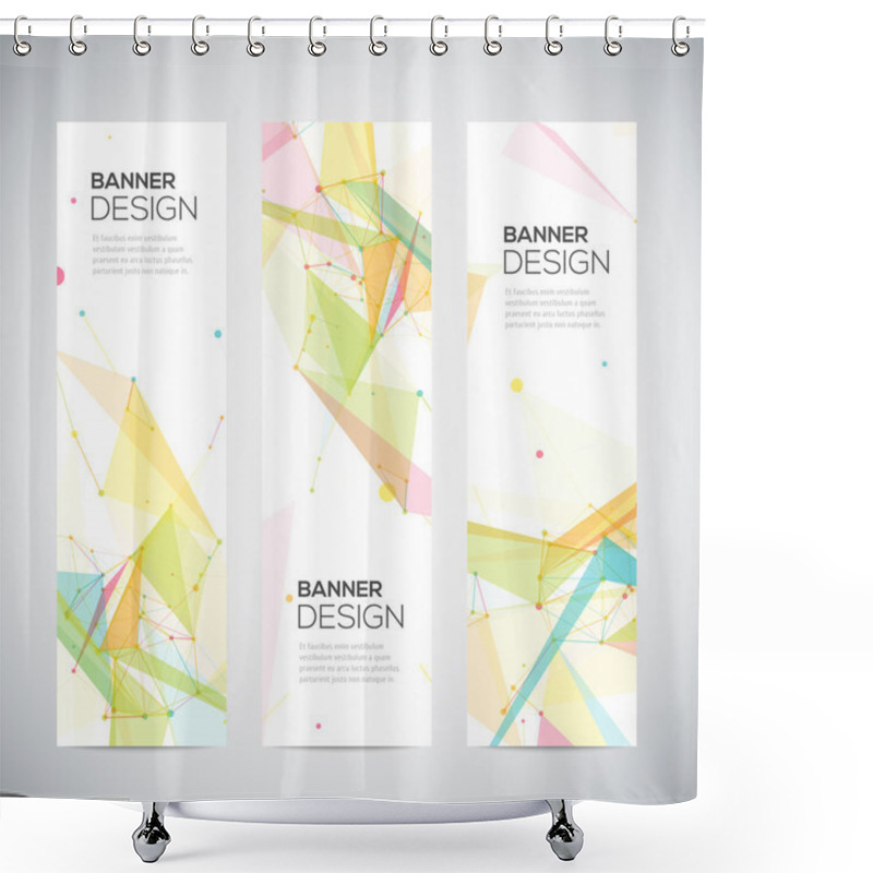 Personality  Vector Vertical Banners Set With Polygonal Abstract Shapes, Circles, Lines, Triangles Shower Curtains