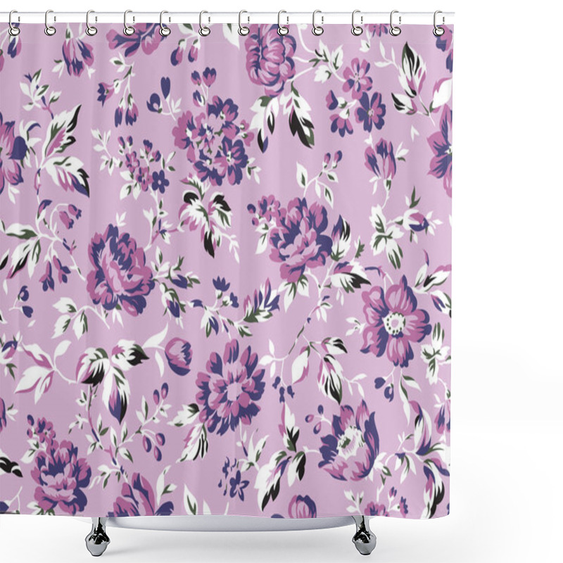 Personality  Vintage Style Floral Seamless Pattern Design, Shabby Chic Roses And Peonies Repeating Background For Web And Print Shower Curtains