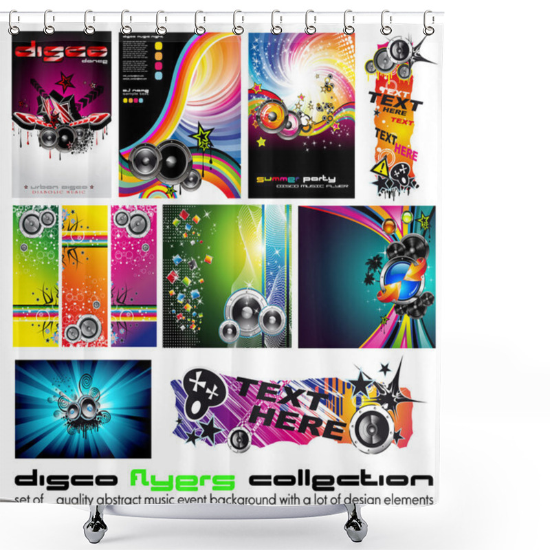 Personality  11 Abstract Music Background For Discoteque Flyer With A Lot Of Desgin Elem Shower Curtains