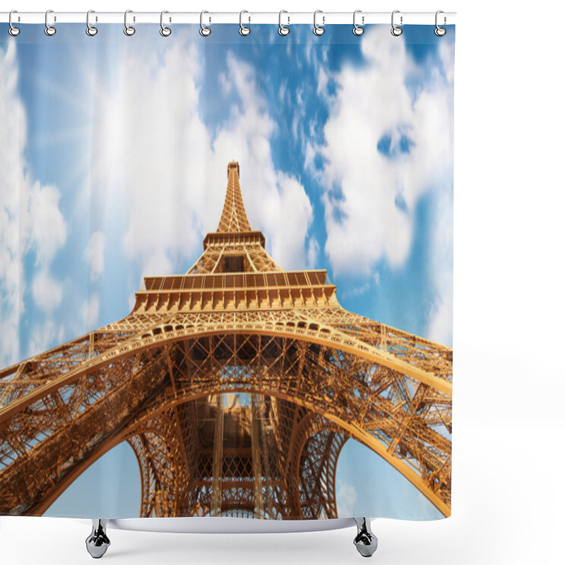 Personality  Paris. Powerful Structure Of Magnificent Eiffel Tower At Sunset Shower Curtains