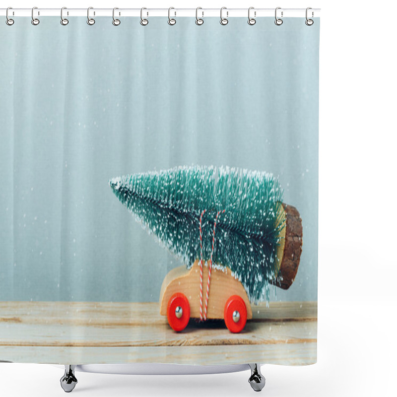 Personality  Christmas Tree On Toy Car Shower Curtains