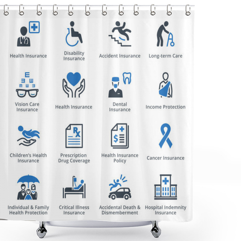 Personality  Health Insurance Icons - Blue Series Shower Curtains