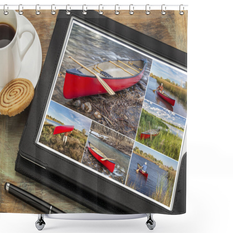 Personality  Paddling Red Canoe Collage Shower Curtains