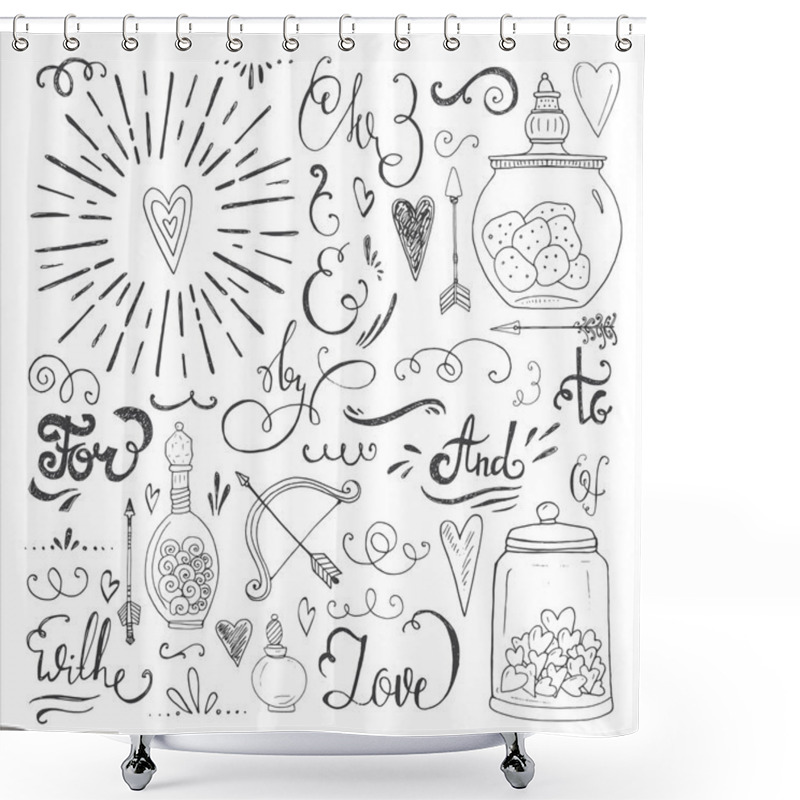 Personality  Romantic Hand Drawn Elements Shower Curtains