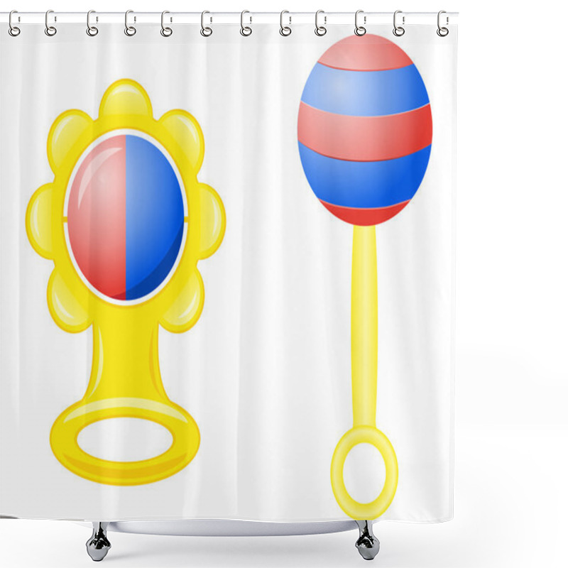 Personality  Rattle For A Newborn Vector Illustration Shower Curtains