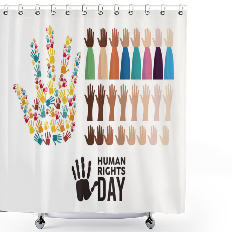 Personality  Human Rights Day Poster With Hands Up And Hands Prints Shower Curtains