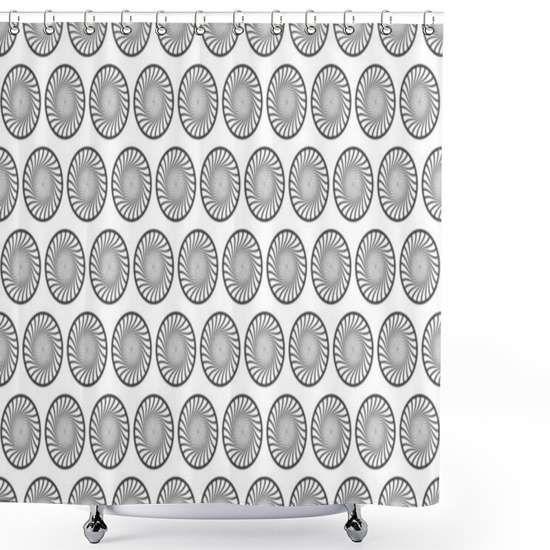 Personality  Elegant Monochrome Swirl Pattern. Repeating Circular Design Ideal For Textile Prints, Website Backgrounds, Or Decorative Projects.  Clean Lines And Hypnotic Effect Create A Sophisticated Aesthetic. Shower Curtains