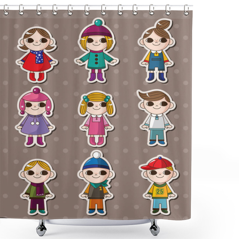 Personality  Kid Stickers Shower Curtains