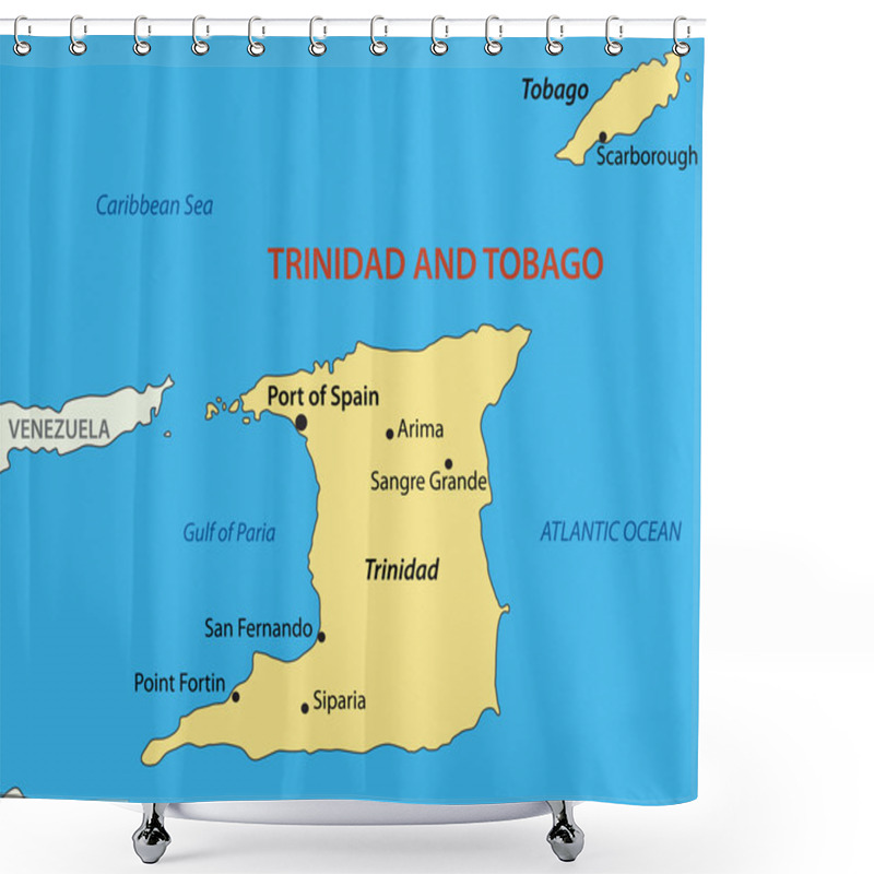 Personality  Republic Of Trinidad And Tobago - Vector Map Shower Curtains