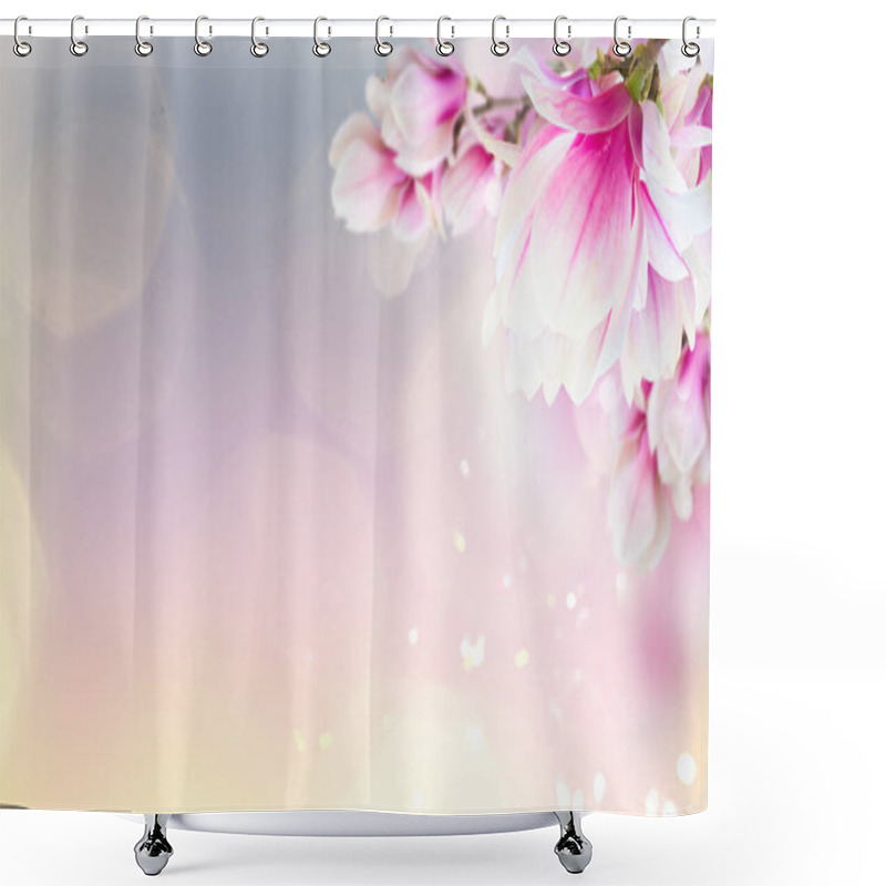 Personality  Blossoming Pink Magnolia Tree Flowers Shower Curtains