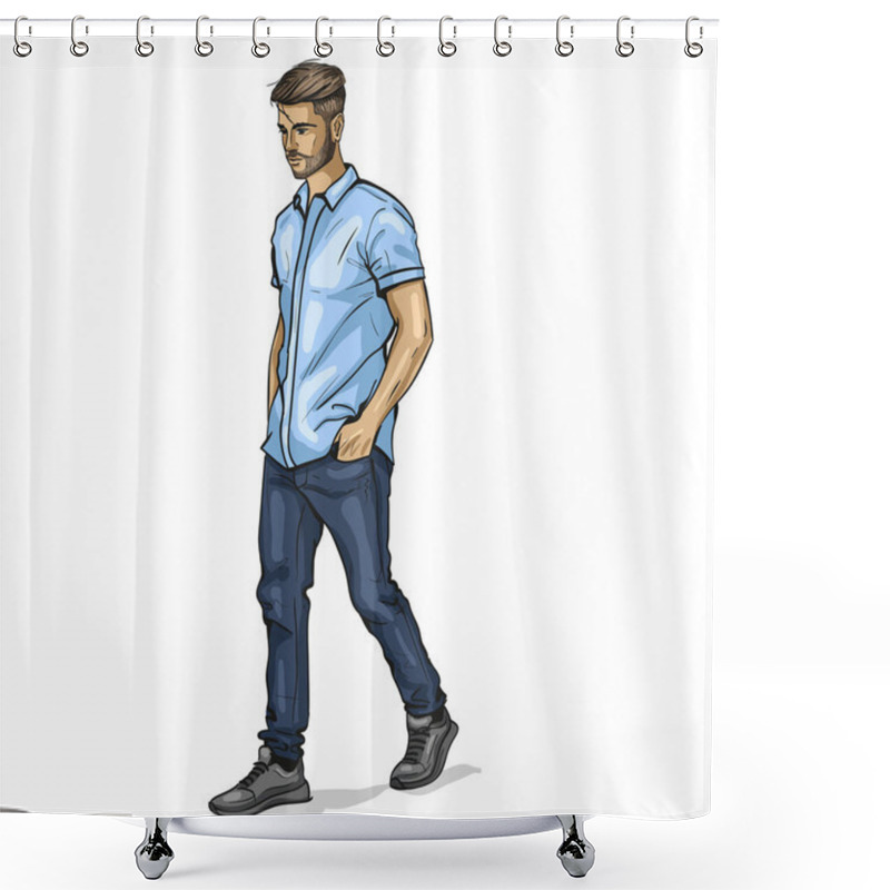 Personality  Vector Man Model Shower Curtains