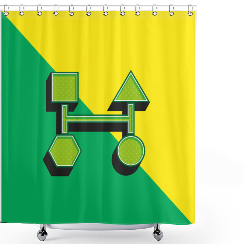 Personality  Block Scheme Of Four Basic Geometric Black Shapes Green And Yellow Modern 3d Vector Icon Logo Shower Curtains