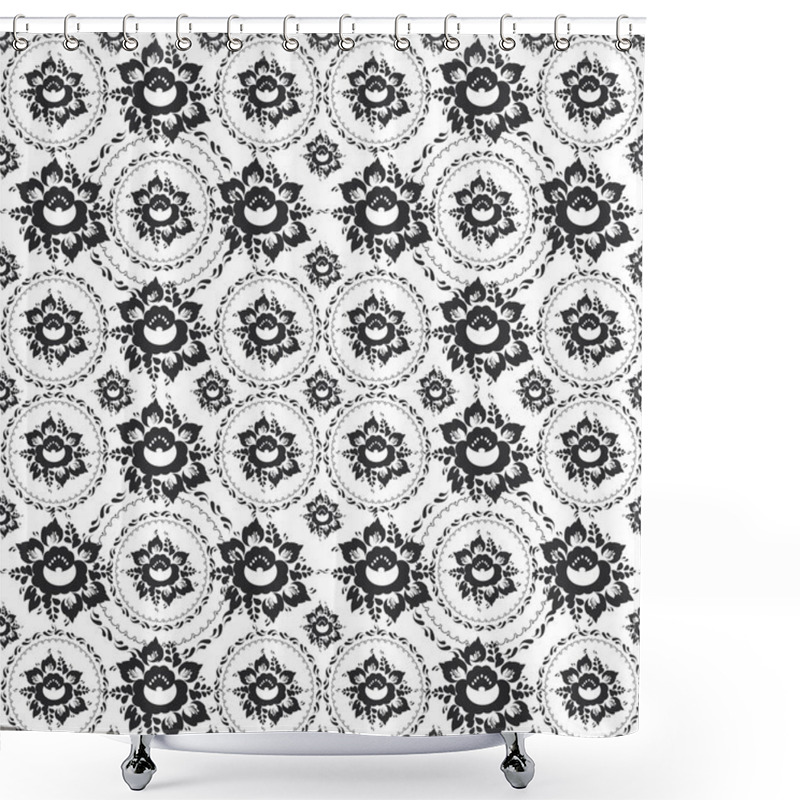 Personality  Black Flowers Leaves Shower Curtains