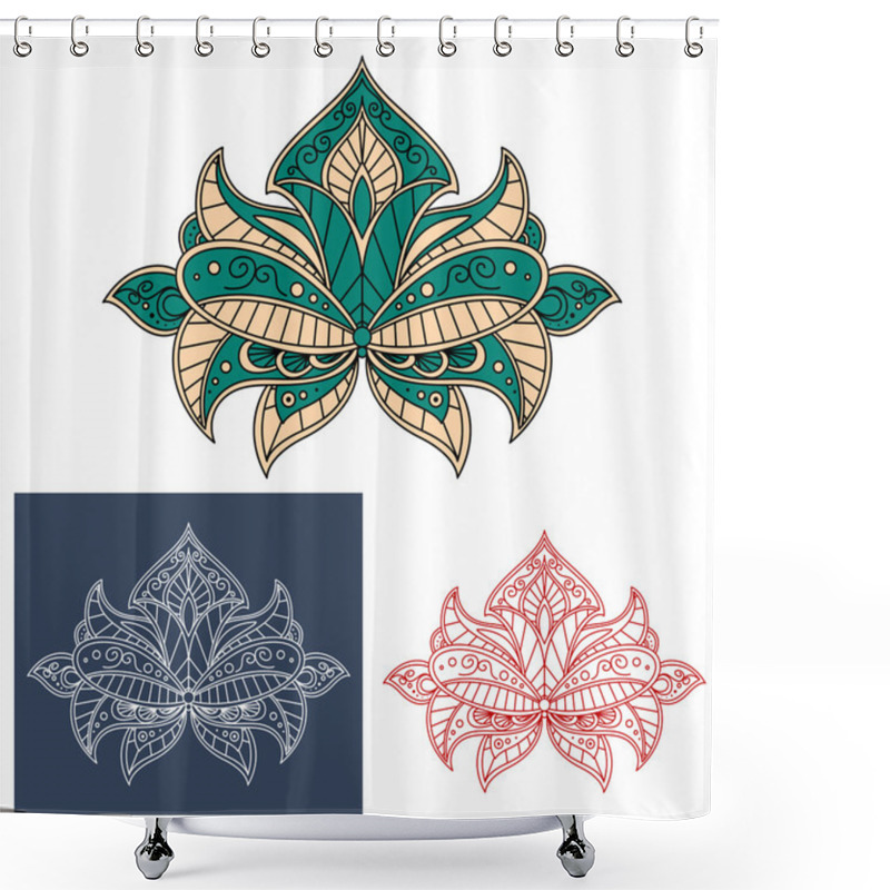 Personality  Graceful Persian Flower With Paisley Element Shower Curtains