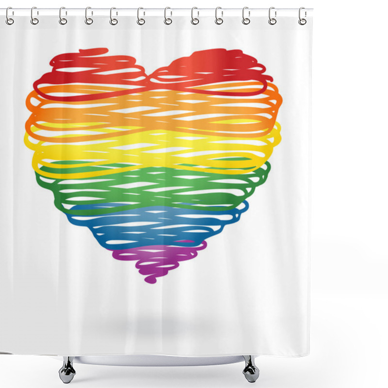 Personality  Rainbow Heart Shower Curtains