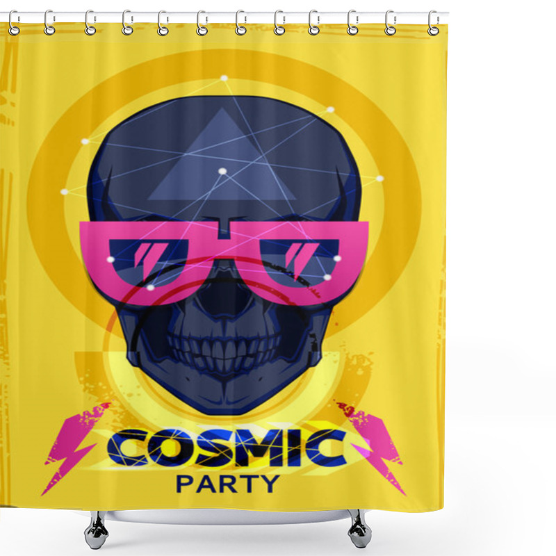 Personality  Festival Poster With Skull In Amazing Glasses Shower Curtains