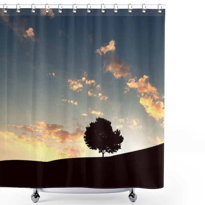 Personality  Lonely Tree On The Horizon Shower Curtains