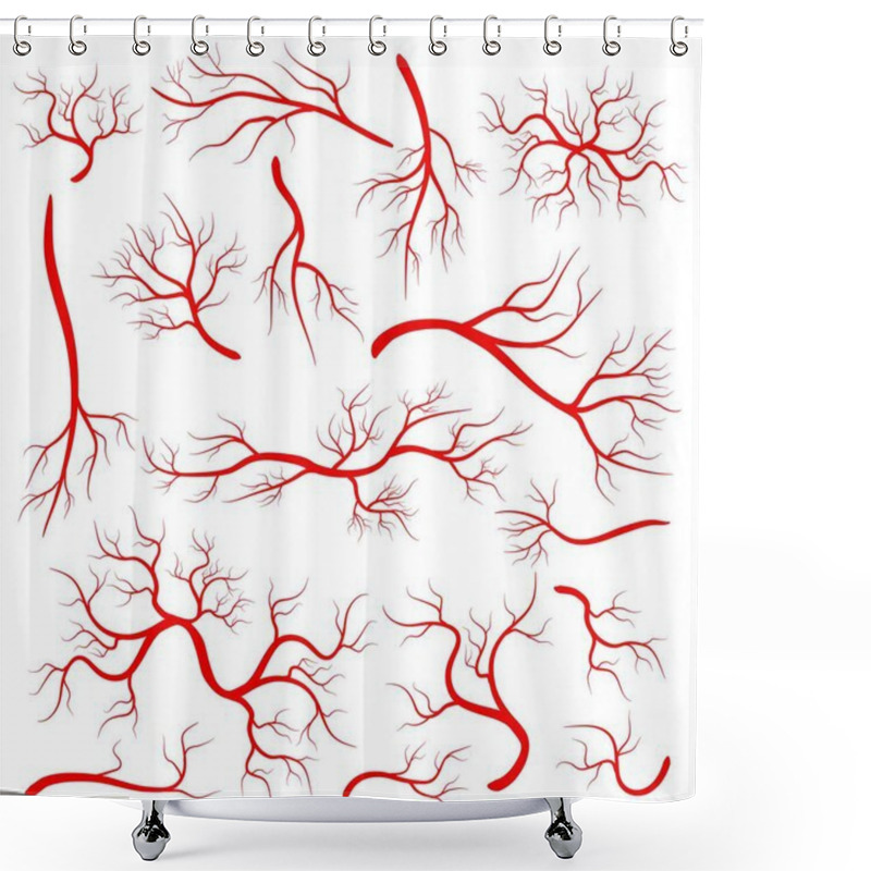 Personality  Creative Vector Illustration Of Red Veins Isolated On Background. Human Vessel, Health Arteries, Art Design. Abstract Concept Graphic Element Capillaries. Blood System Shower Curtains