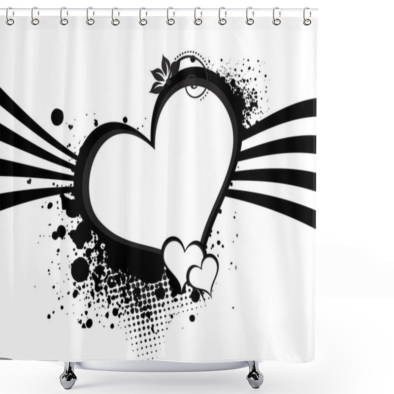 Personality  Background With Grungy Black Heart Shower Curtains