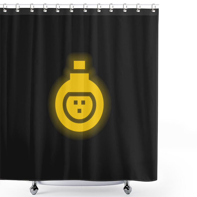 Personality  Antidote Yellow Glowing Neon Icon Shower Curtains