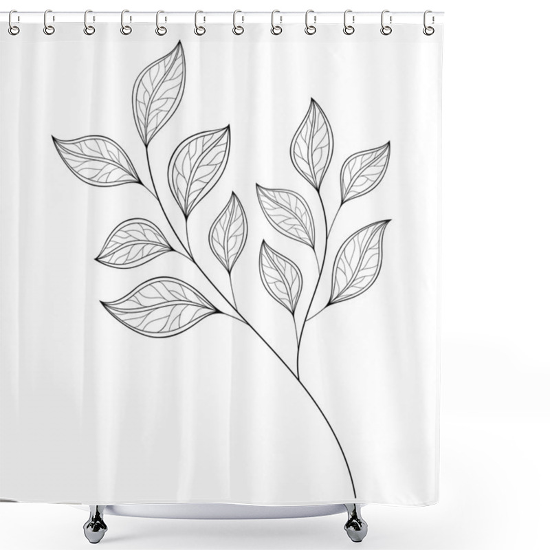 Personality  Beautiful Monochrome Contour Leaves Shower Curtains