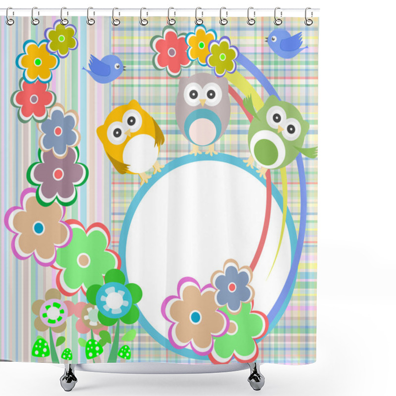 Personality  Background With Owl, Flowers And Birds Shower Curtains