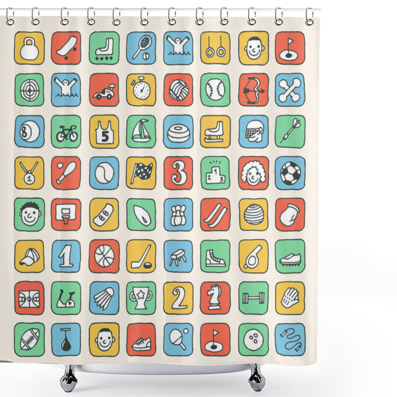 Personality  Doodle Sport Icons Set Shower Curtains