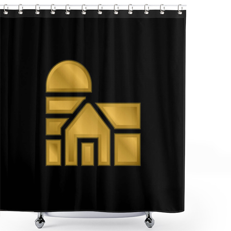 Personality  Barn Gold Plated Metalic Icon Or Logo Vector Shower Curtains