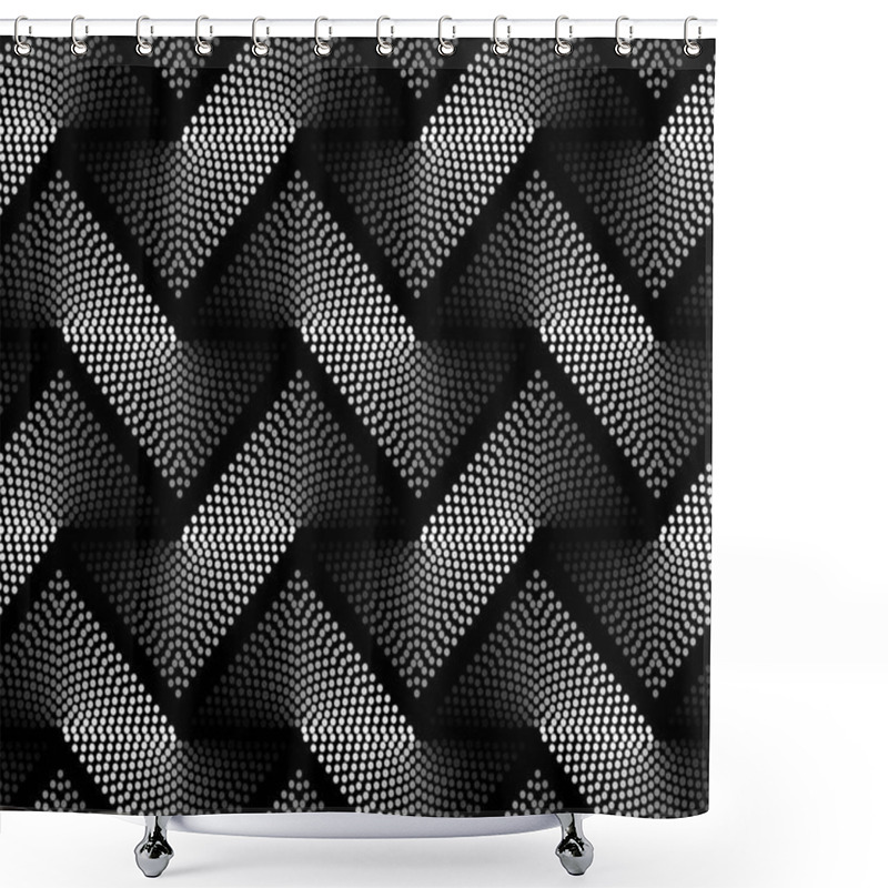 Personality  Abstract Seamless Pattern Of Gray Scale Zigzag Dots. Shower Curtains